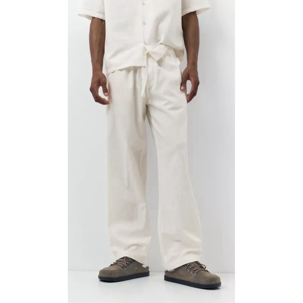 Pull & Bear Beige Waffle Knit Casual Straight Leg Trousers Mens Size XL NWT